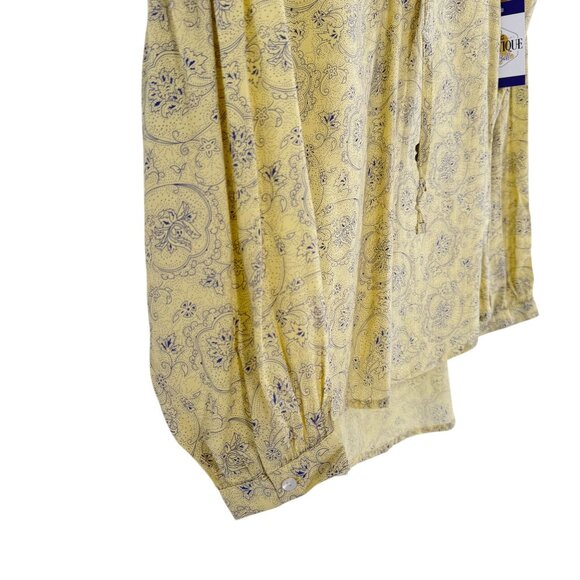 NWT Noble Outfitters XS Shirt Yellow Paisley Peasant Blouse Folklore Lace 21007 - Picture 15 of 16